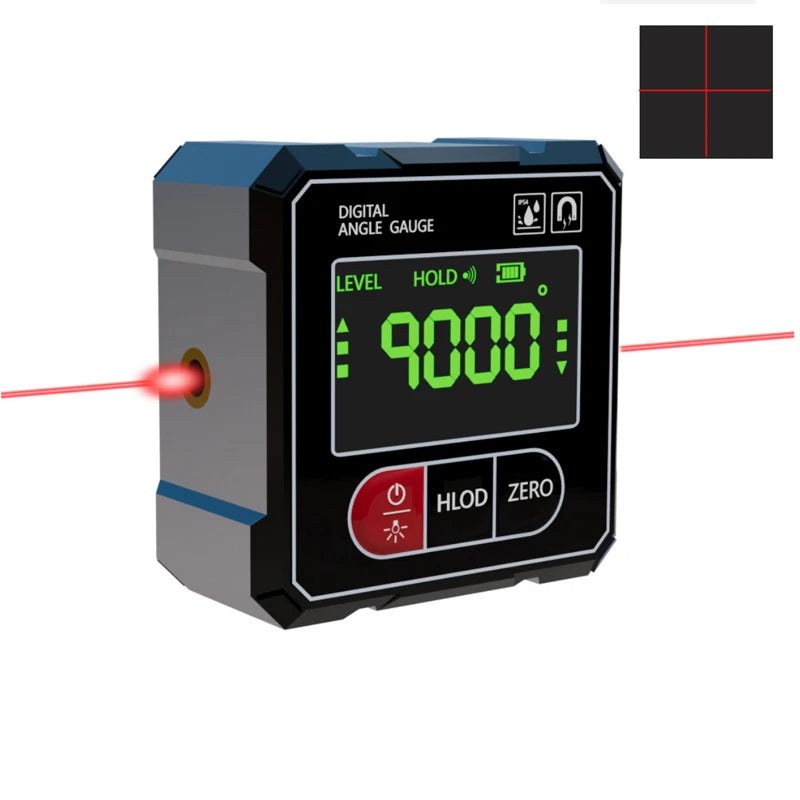 Cyfrowa poziomica laserowa z wiązkami lasera po obu stronach, odczyt 90,00°